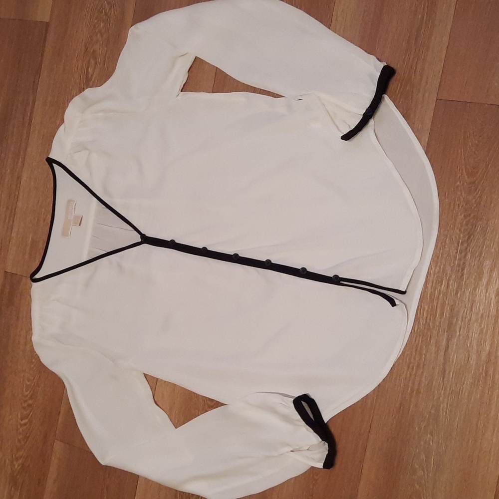 🔥🔥🔥50% SALE🔥🔥🔥Michael Kors Black & Cream Semi-sheer Silk Blouse